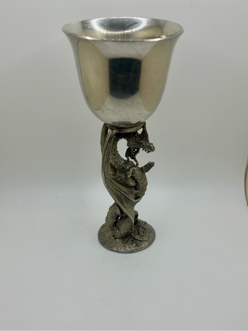 RARE Vintage Maurus Gallo Pewter Dragon Goblet Cup